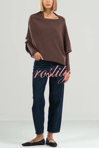 Solid Color Round Neck Long Sleeve Loose Knitted Sweater