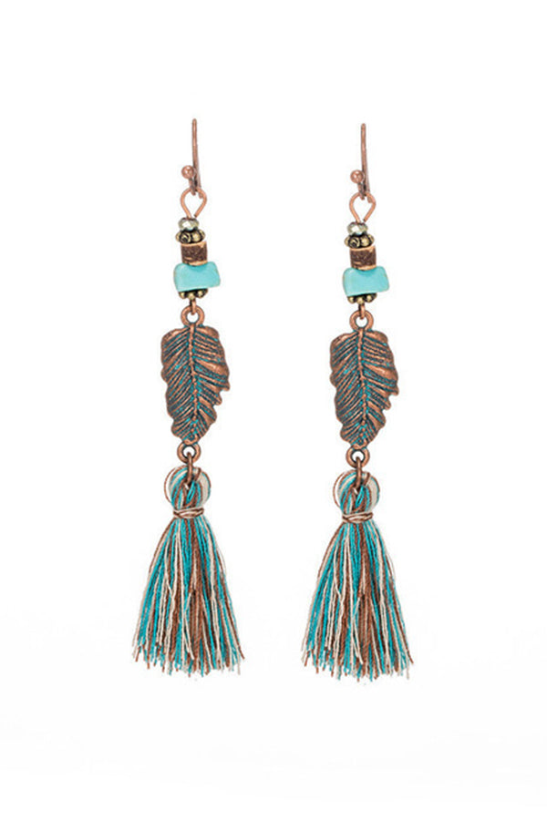 Fashionable Hollow Carved Alloy Tassel Retro Earrings