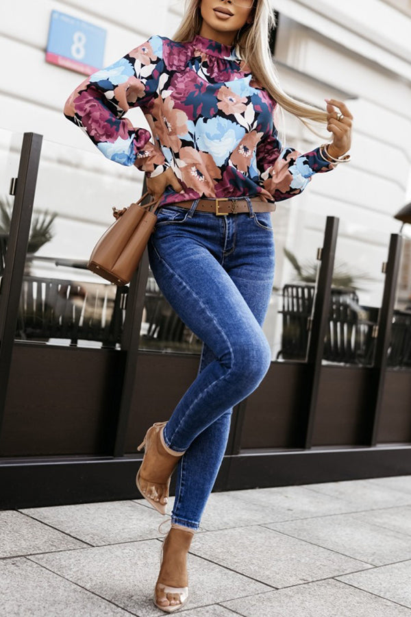 Floral Print Loose Long Sleeve Elegant Shirt