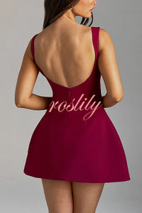 Cosmopolitan Chic High Neck Scoop Back Bubble-shaped Mini Dress