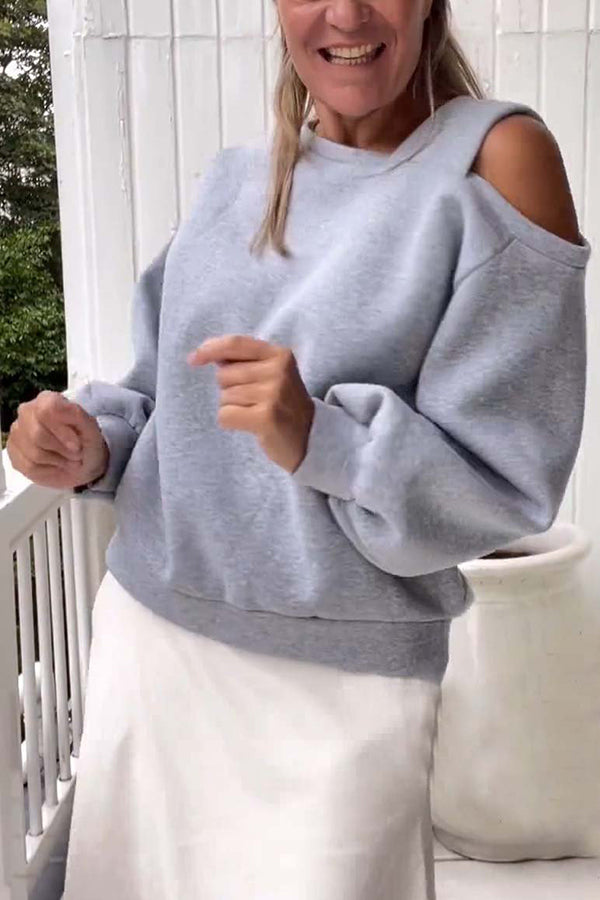 Solid Color Casual Off-shoulder Loose Long-sleeved Sweatshirt