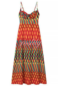 Jamila Unique Printed Sexy Backless High Rise Suspender Maxi Dress