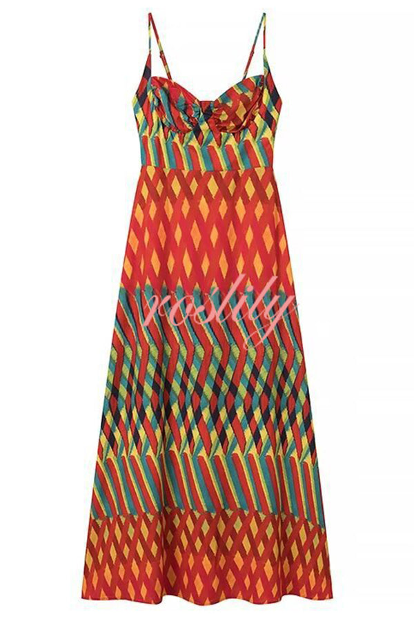 Jamila Unique Printed Sexy Backless High Rise Suspender Maxi Dress