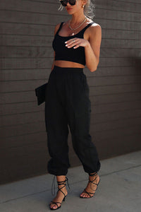 Let＊s Rewind Nylon Elastic Waist Pocketed Cargo Pants