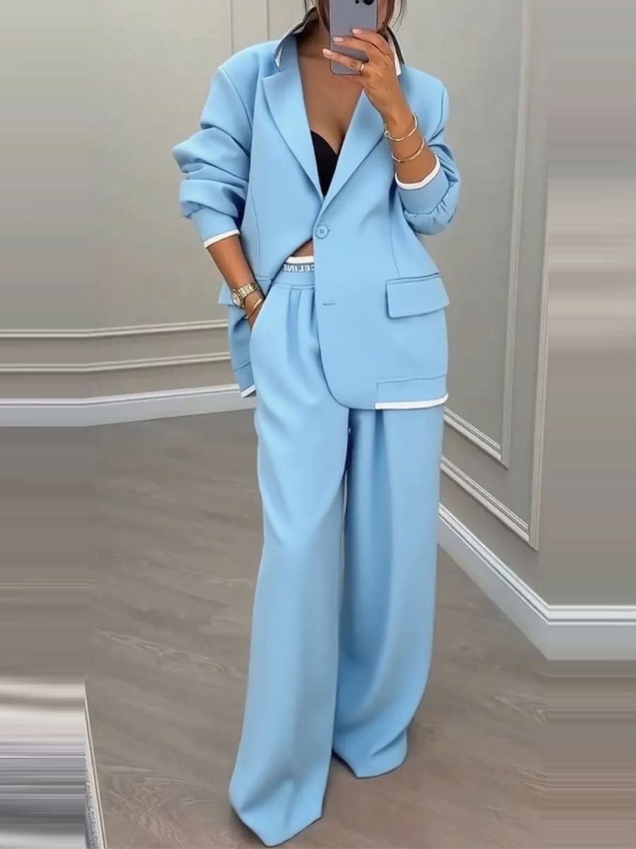 Relaxed Tailored Blazer & Wide-Leg Pants Set