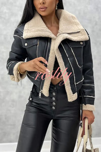 Stylish Lambswool Short Zipped Biker Jacket