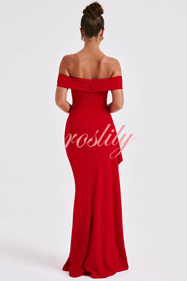 Sexy Lady Off Shoulder High Slit Maxi Dress