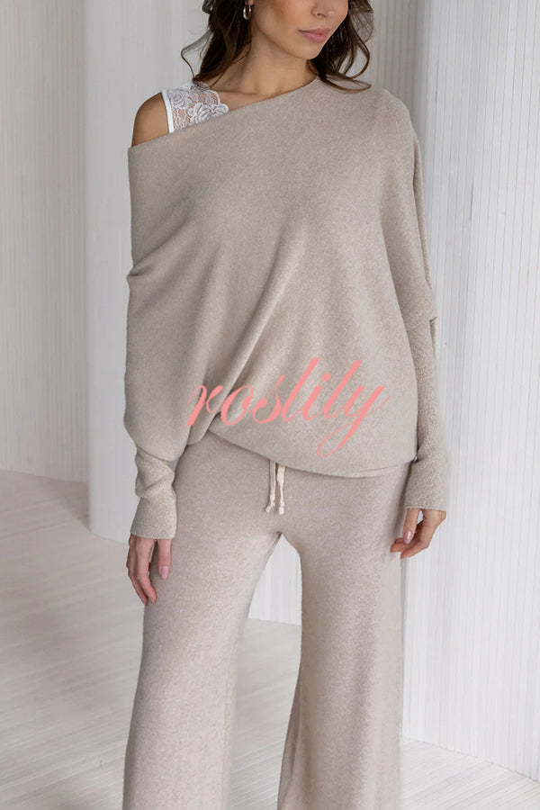 Solid Color Round Neck Long Sleeve Loose Knitted Sweater