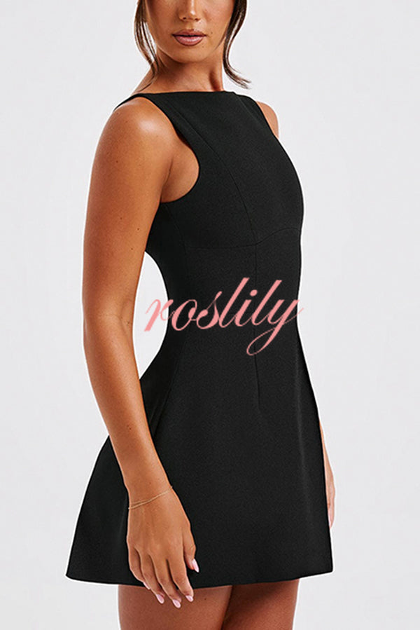 Cosmopolitan Chic High Neck Scoop Back Bubble-shaped Mini Dress