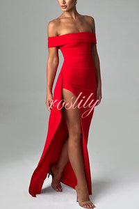 Sexy Lady Off Shoulder High Slit Maxi Dress