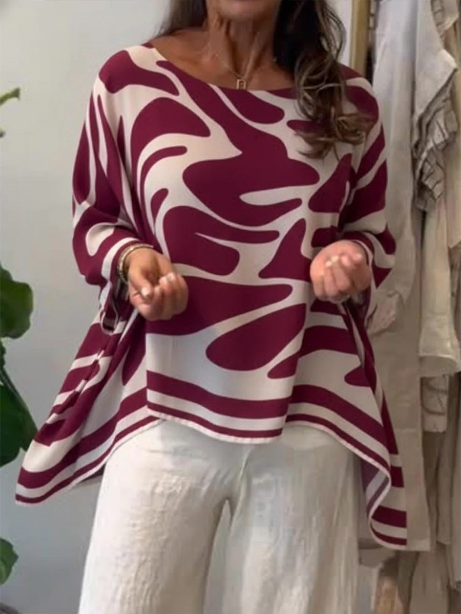 Flow Abstract Batwing Blouse