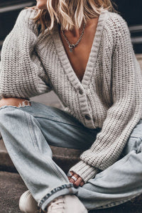 Falling for You Knit Button Up Relaxed Cardigan