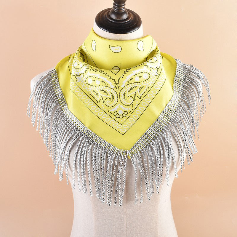 British Retro Diamond Tassel Square Scarf