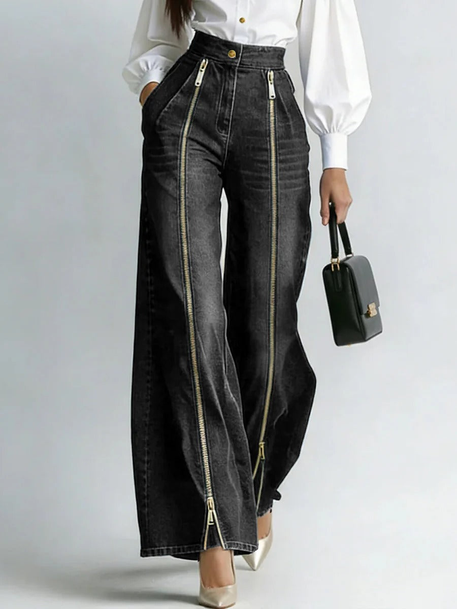 High-waisted Loose-fitting Wide-leg Jeans