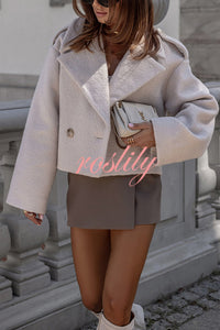 Fashionable British Lapel Long Sleeve Crop Jacket