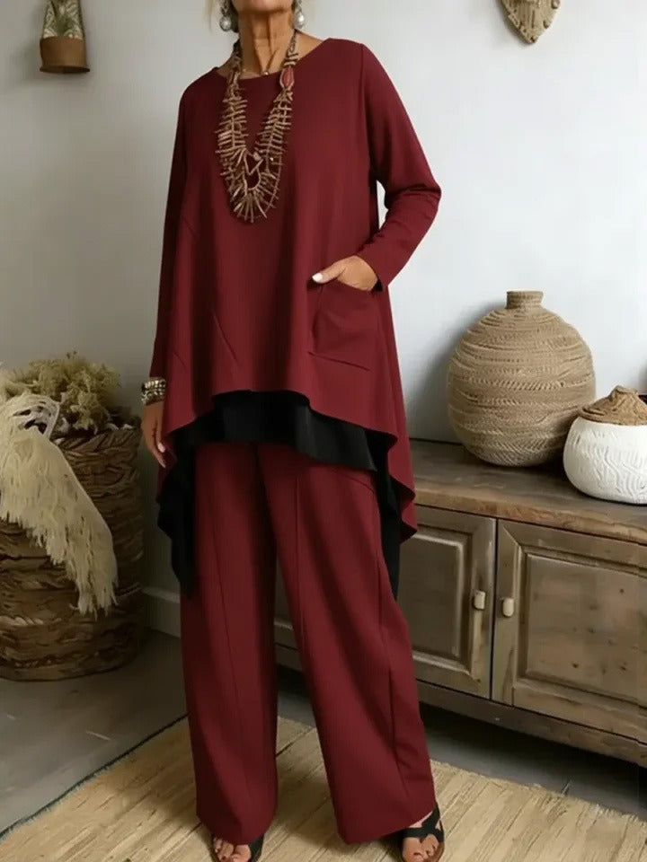 Minimal Layered Asymmetrical Two-Piece Set