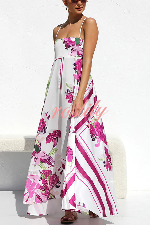 Bailey Unique Print Back Smocked A-line Slip Maxi Dress