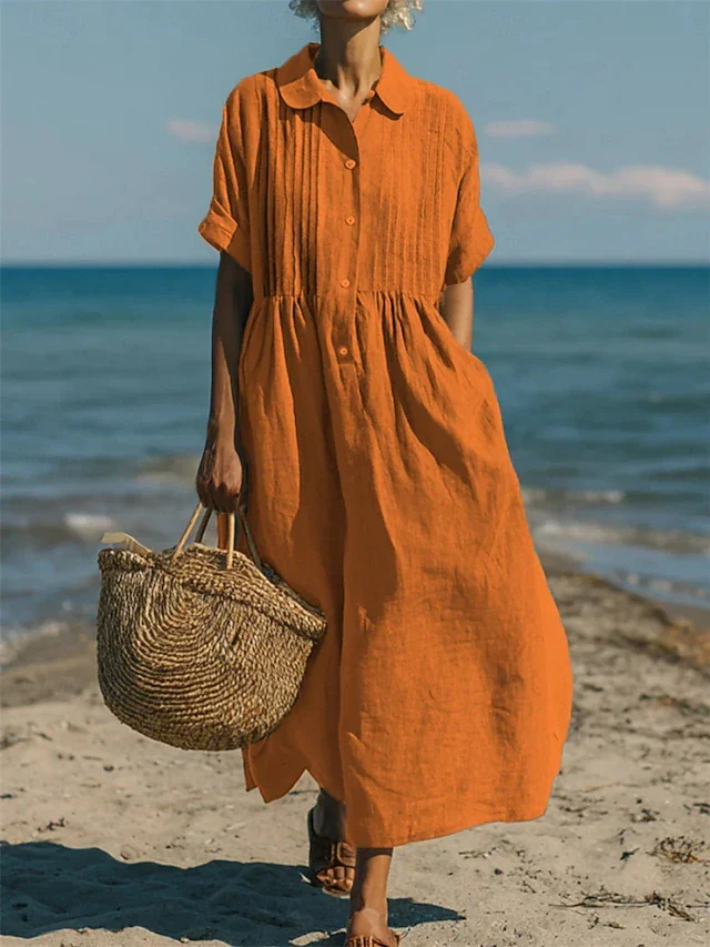 Cotton Button Shirt Dress