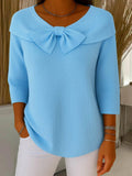 Bow-Detail Ribbed Knit Top