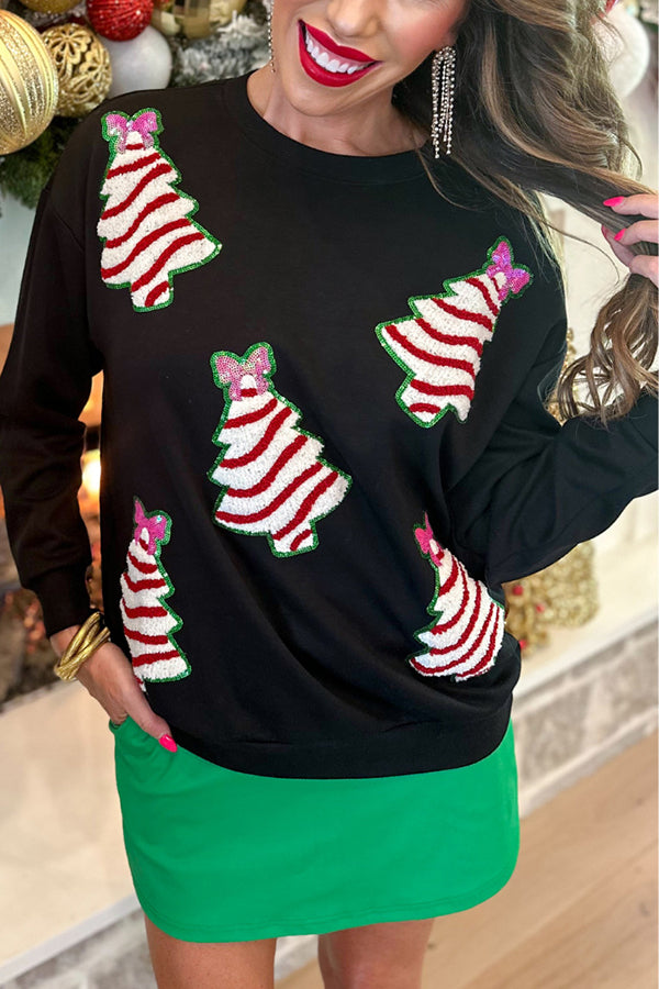 Christmas Tree Sequined Casual Loose Sweatshirt