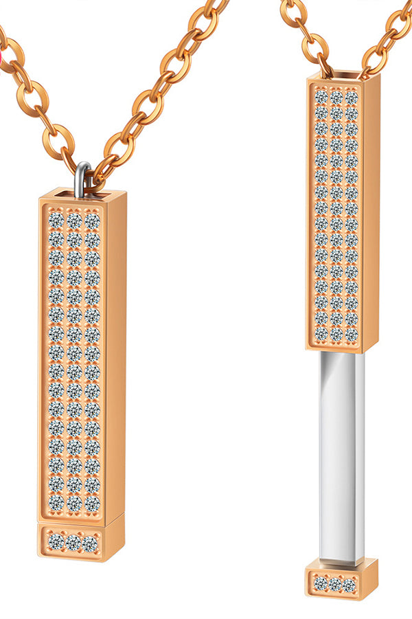 Stainless Steel Diamond Nesting Doll Retractable Three-dimensional Rod Necklace