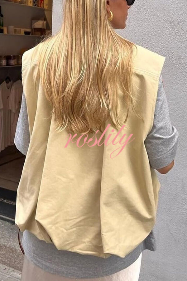 Fashionable Loose Sleeveless Pocket Casual Vest