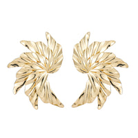 Exaggerated Spiral Gold-plated Leaf Geometric Metal Earrings