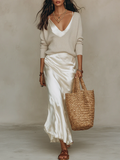 Effortless Knit And Satin Midi Ensemble
