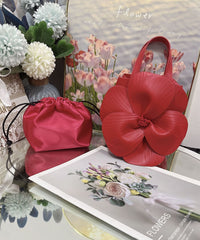 Fashionable 3D Petal Flower Solid Color Collar Handbag (including Lining)