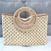 Vintage Square Handwoven Beach Straw Bag