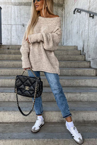 Casual Street Atmosphere Knit Wide Neck Loose Sweater