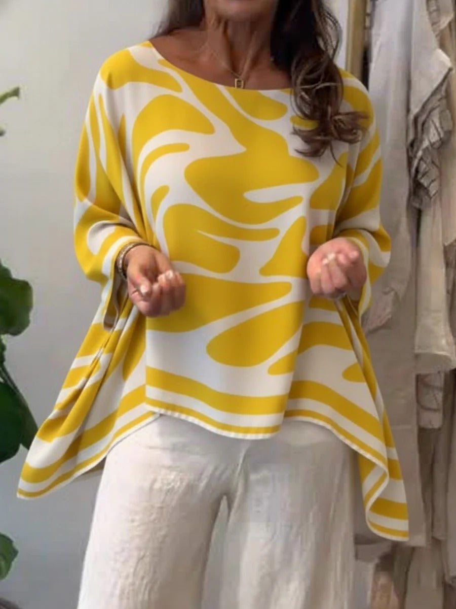 Flow Abstract Batwing Blouse