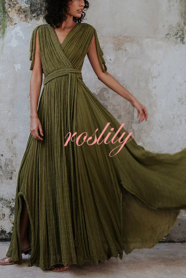 Resort Style Draped Braids Shoulder Backless Cover-up Loose Maxi Dress