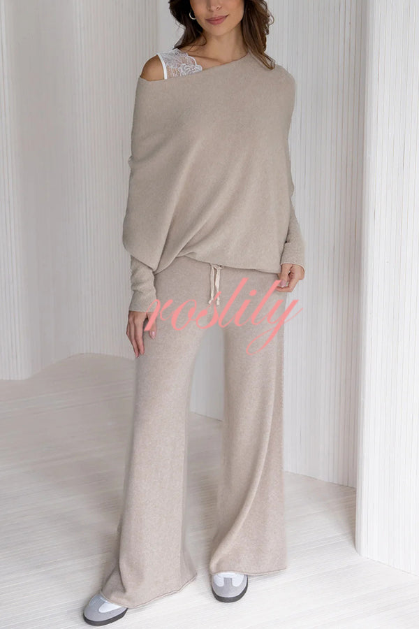 Solid Color Round Neck Long Sleeve Loose Knitted Sweater