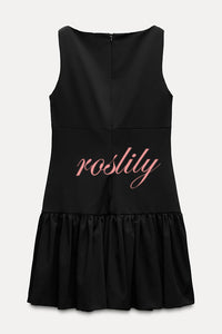 Solid Velvet Bow Embellished Sleeveless Mini Dress