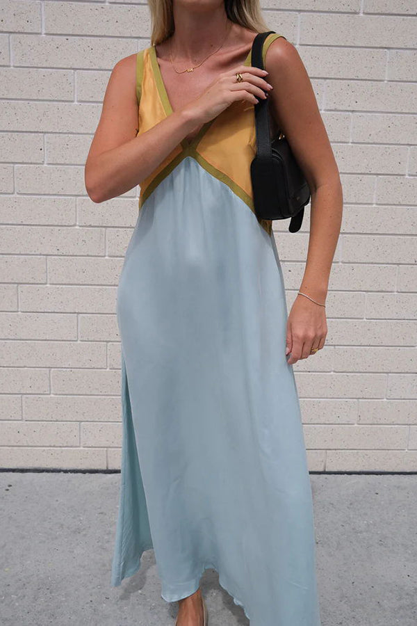 Perfect for Summer Weddings Satin Contrast Colour Relaxed Maxi Dress