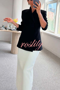 Fashionable Leader One Button Stand Collar Long Sleeve Blazer Jacket