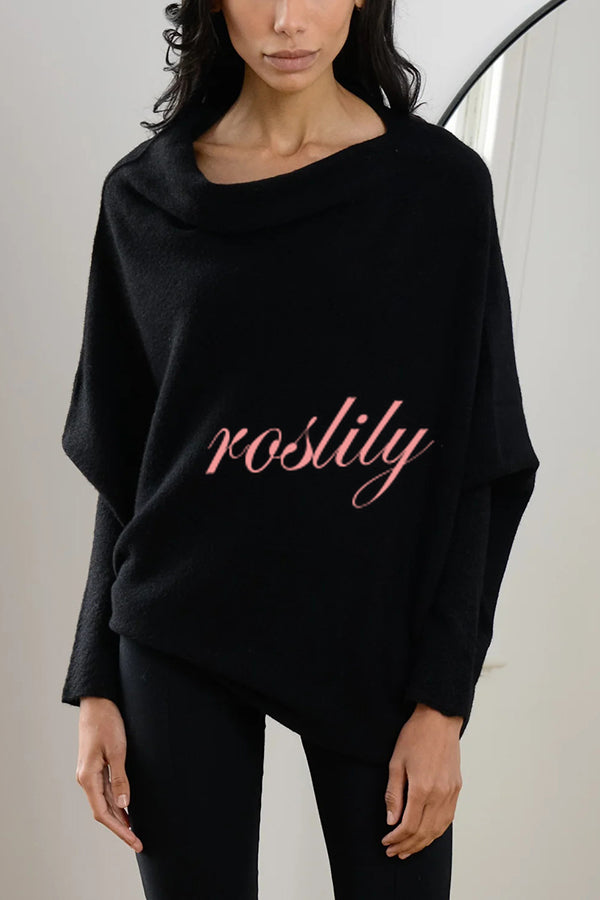 Solid Color Round Neck Long Sleeve Loose Knitted Sweater