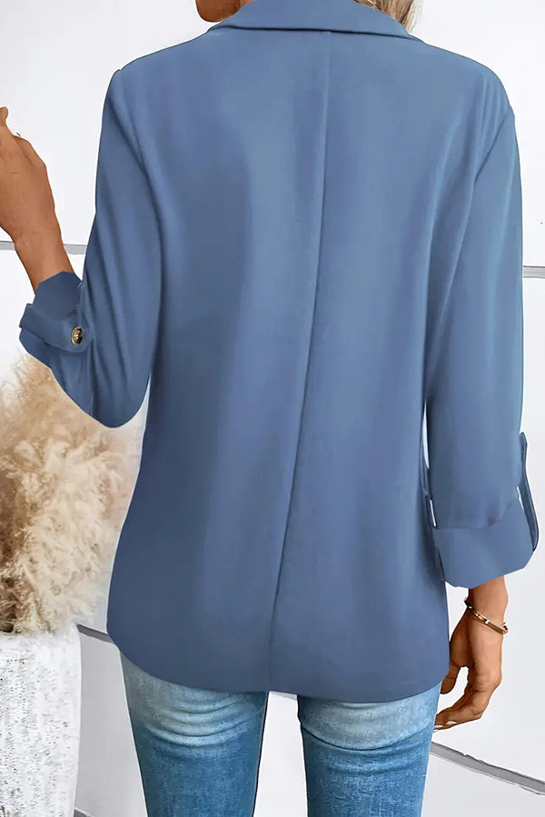 Solid Color Casual Long Sleeve Lapel Blazer