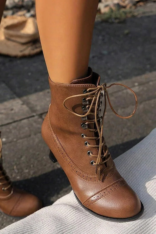 British Style Thick Heel Mid Calf Boots