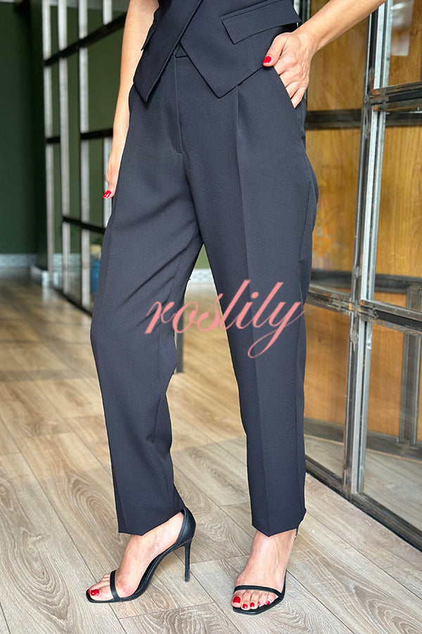 Estelle High Waist Pocketed Tapered Suit Trousers