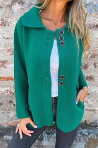 Solid Color Lapel Long Sleeve Button Loose Coat