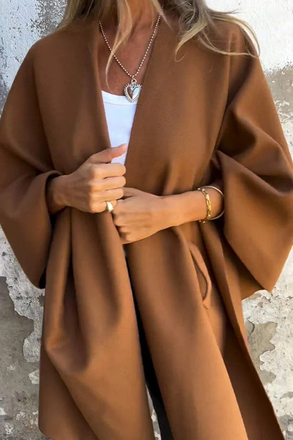 Solid Color Loose V-neck Shawl Cape Jacket