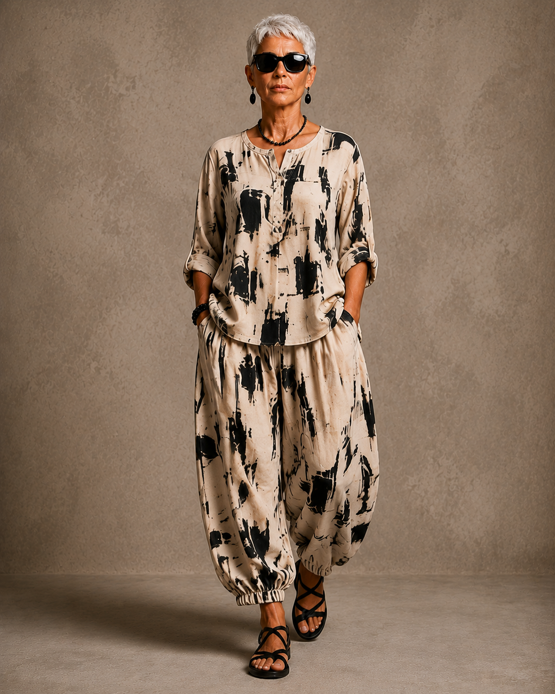 Abstract Brushstroke Linen Set