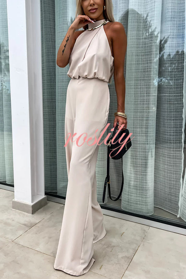 Fashionable Solid Color Sleeveless Hollow Slim Fit Jumpsuit