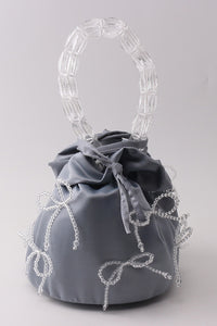 Drop-shaped Crystal-embellished Handmade Fabric Tote