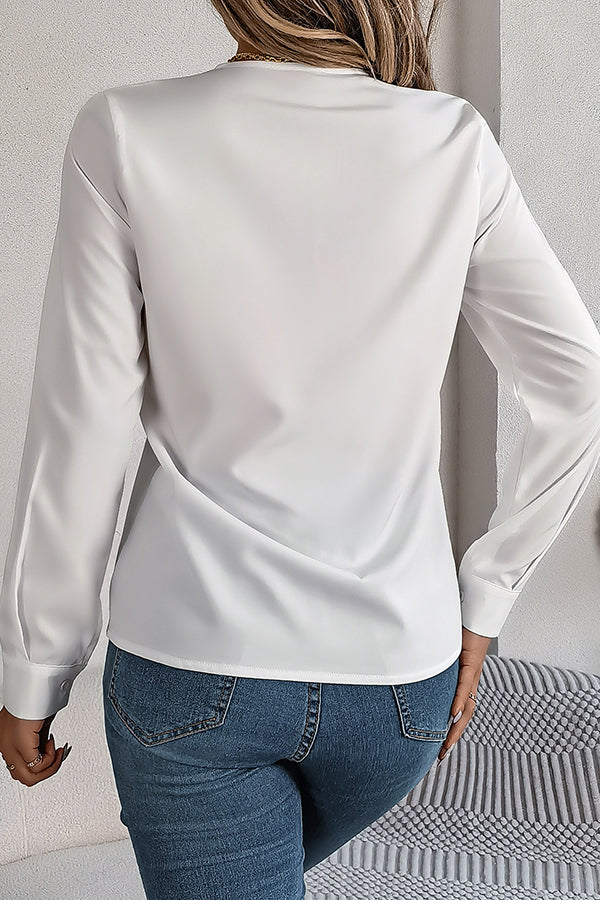 Elegant Layered V-neck Long-sleeved Casual Shirt