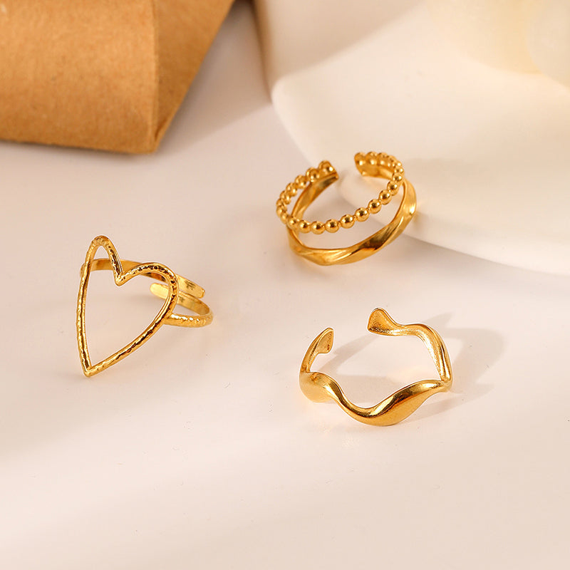 Personalized Hollow Line Heart-shaped Adjustable Ring