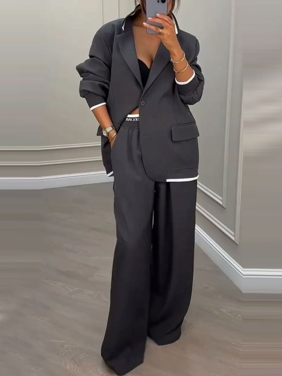 Relaxed Tailored Blazer & Wide-Leg Pants Set