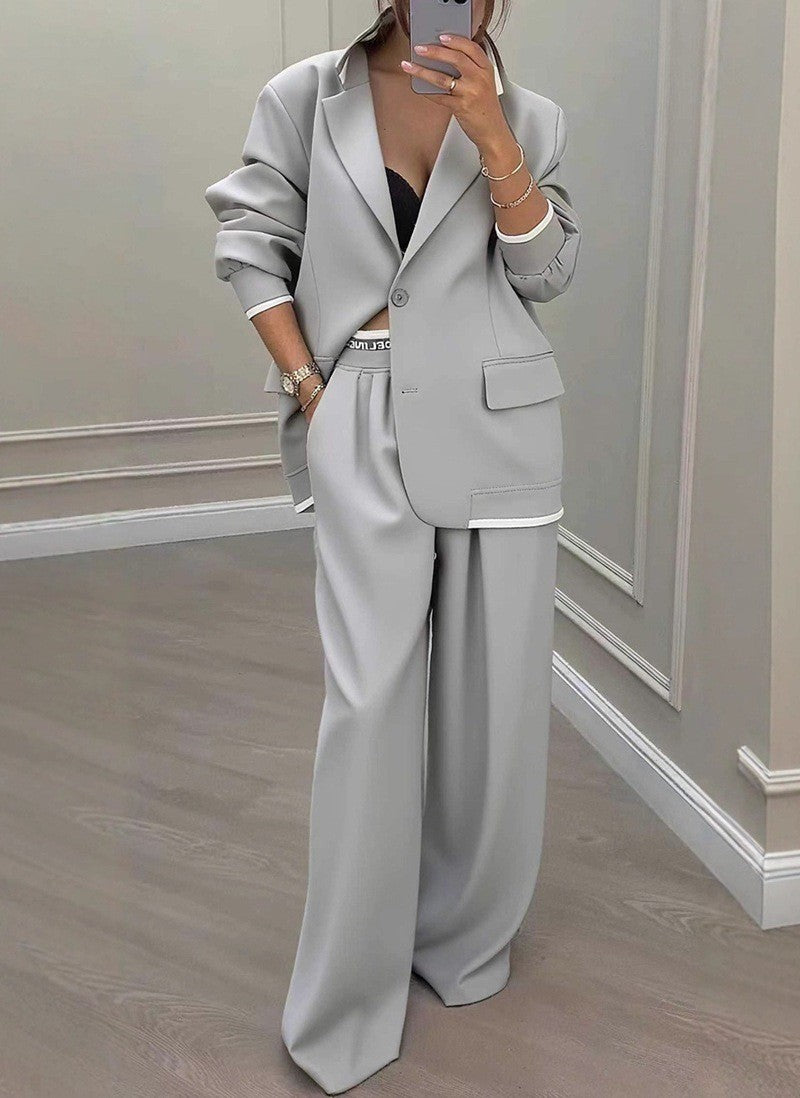 Relaxed Tailored Blazer & Wide-Leg Pants Set